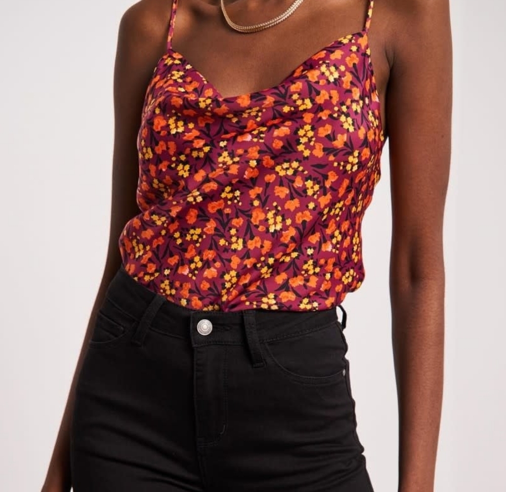 Zara Floral Cowel Neck Flowy Tank Top